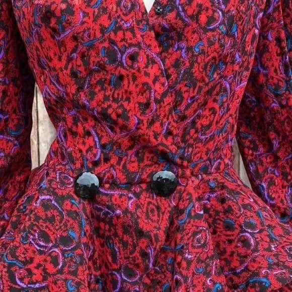80s Peplum Raul Blanco Puff Sleeve Retro Jacket